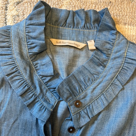 Soft surroundings long sleeve denim shirt - Picture 2 of 3